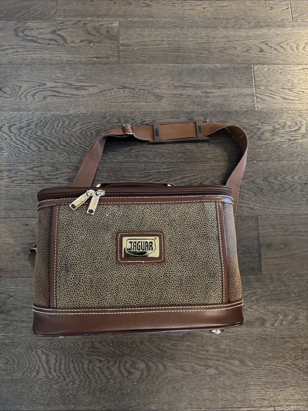 Vintage Jaguar Train Case Carry On Cosmetic Overnight Bag